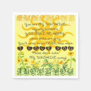 Servilleta De Papel Usted es mi sol con las flores en amarillo