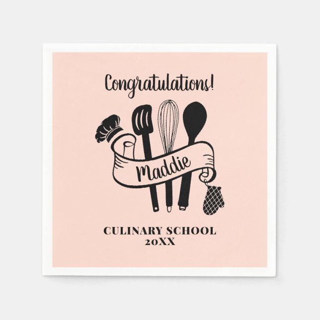 Servilleta De Papel Utensilio de chef personalizado Escuela de cocina  (Anverso)