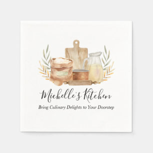 Servilleta De Papel Utensilios de cocina Comida Acuarela Hogar Caterin