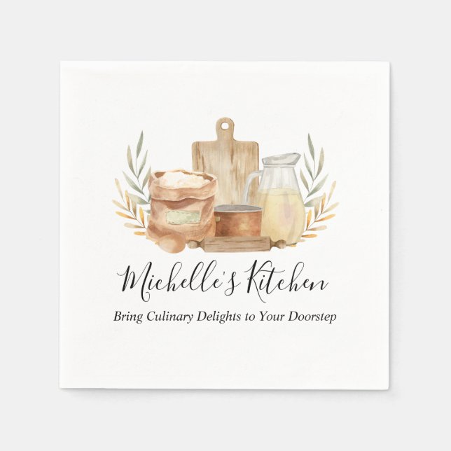 Servilleta De Papel Utensilios de cocina Comida Acuarela Hogar Restaur (Anverso)