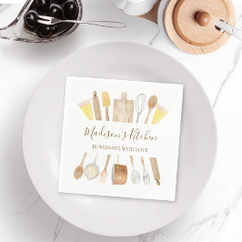 Servilleta De Papel Utensilios de cocina personalizados con acuarela