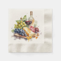 Uvas de viñedo Queso Copa de vino Acuarela
