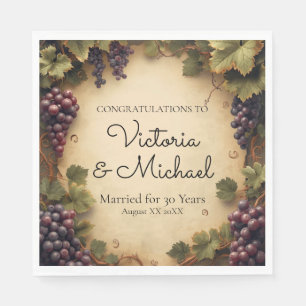 Servilleta De Papel Uvas de viñedo rústico con nombre personalizado