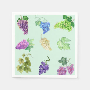 Servilleta De Papel Uvas mixtas de color acuático y hojas de uva