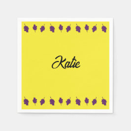 Servilleta De Papel Uvas moradas personalizadas amarillas