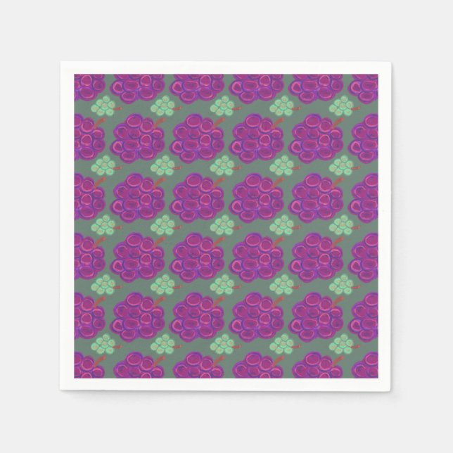 Servilleta De Papel Uvas Moradas y Verdes (Anverso)