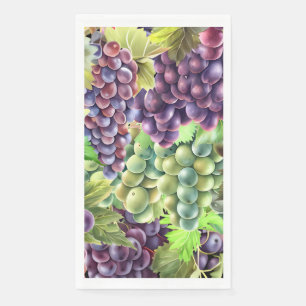Servilleta De Papel Uvas ramas verdes rojas viñedos bodega