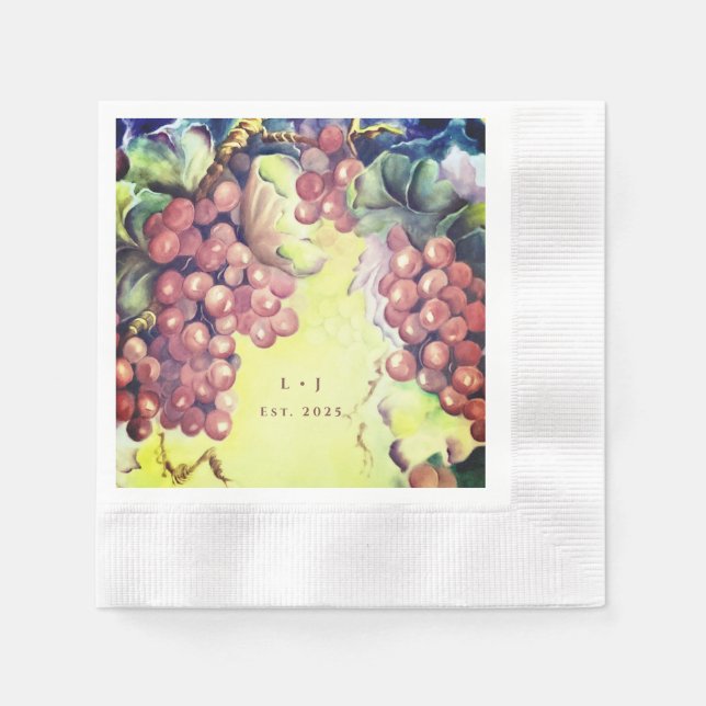 Servilleta De Papel Uvas Rojas Ricas Toscanas Coctail Napkins (Anverso)