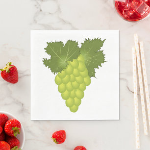 Servilleta De Papel Uvas Verdes Hojas de Vid Fruta Fresca