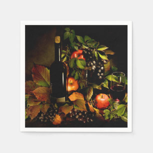 Servilleta De Papel Uvas, vino y manzanas