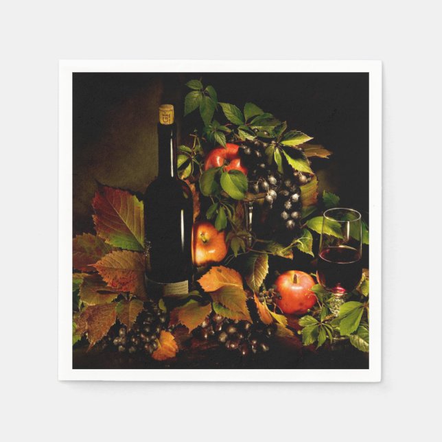 Servilleta De Papel Uvas, vino y manzanas (Anverso)