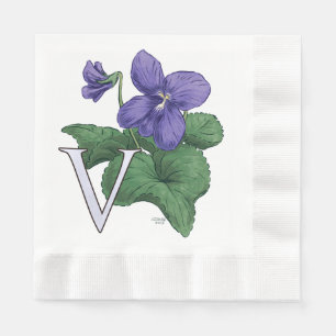 Servilleta De Papel V para el monograma floral violeta