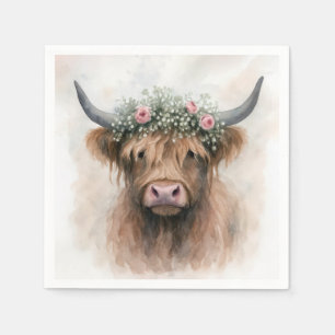 Servilleta De Papel Vaca Altlandesa Nupcial con Corona Floral
