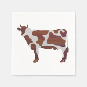 Servilleta De Papel Vaca Brown y silueta blanca