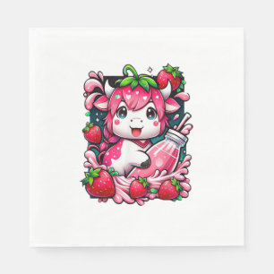 Servilleta De Papel Vaca de fresa Kawaii Anime Fresa Leche