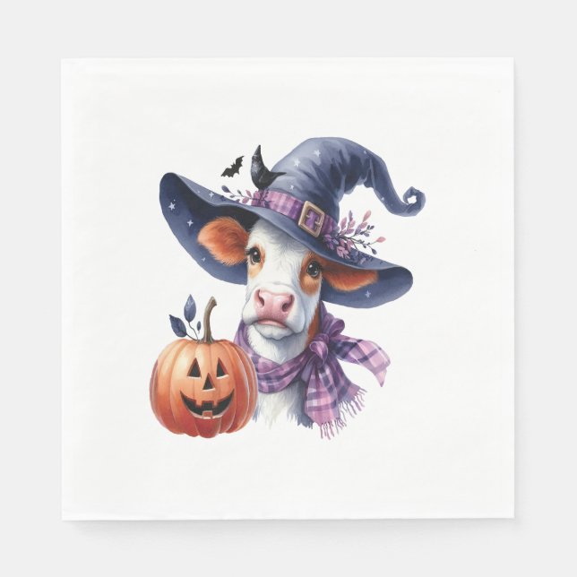 Servilleta De Papel Vaca de Halloween con caída (Anverso)