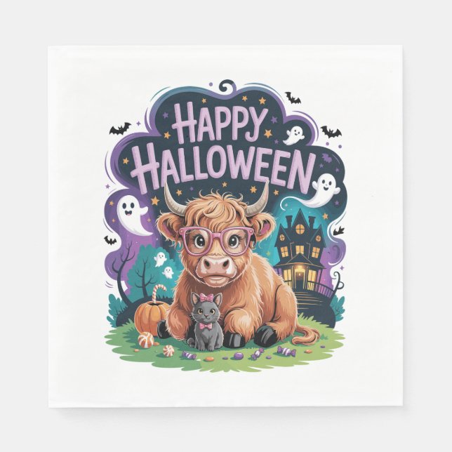 Servilleta De Papel Vaca de Halloween Cute Highland (2) (Anverso)
