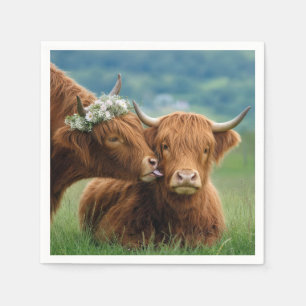 Servilleta De Papel Vaca de las Tierras Altas Mostrando Afecto