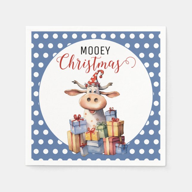 Servilleta De Papel Vaca de Navidad con juego de palabras (Anverso)
