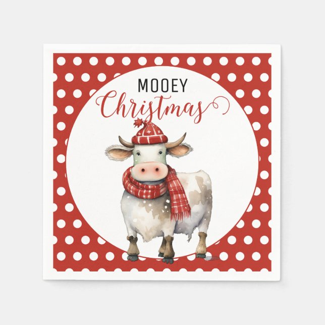 Servilleta De Papel Vaca de Navidad con juego de palabras (Anverso)