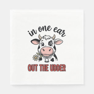 Servilleta De Papel Vaca Divertida Con Una Oreja Fuera De La Camiseta 