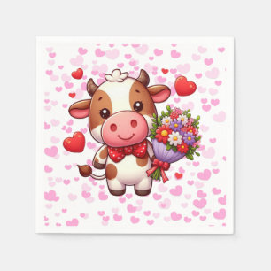 Servilleta De Papel Vaca El día de San Valentín