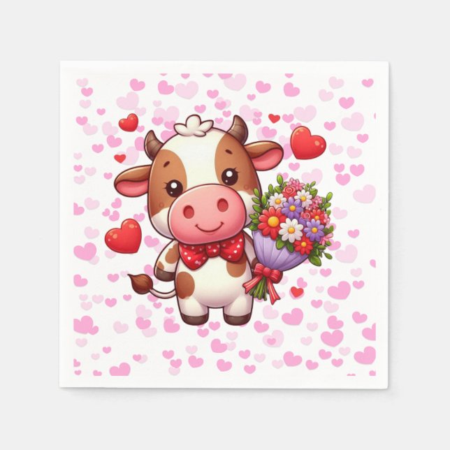 Servilleta De Papel Vaca El día de San Valentín (Anverso)