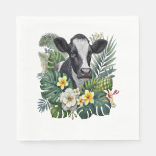 Servilleta De Papel Vaca en selva floral, vaca tropical
