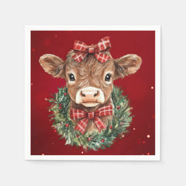 Servilleta De Papel Vaca escocesa de tierras altas en tiempo de Navida