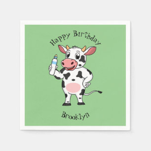 Servilleta De Papel Vaca feliz con personalizado de biberón
