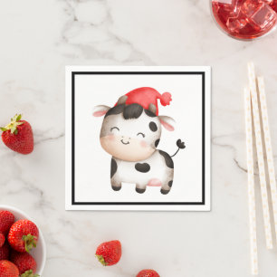 Servilleta De Papel Vaca feliz en un Gorra rojo lindo