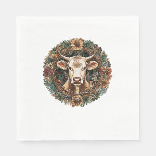 Servilleta De Papel Vaca floral de Cottagecore de vaca _1