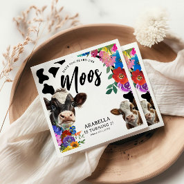 Servilleta De Papel Vaca floral 'Has oído al MOOS' Cumpleaños
