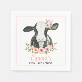 Servilleta De Papel Vaca Floral Rosa Imprimir Papel de fiesta de cumpl