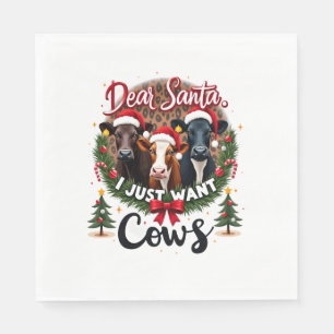 Servilleta De Papel Vaca Navidad Querido Santa Solo Quiero Vacas Diver