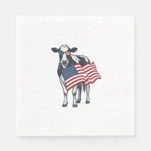 Servilleta De Papel Vaca Patriótica Bandera Americana Diseño de Grabad