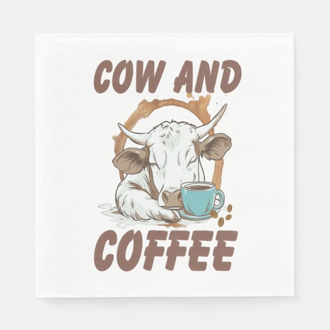 Servilleta De Papel Vaca y café, divertida Chica occidental (Anverso)