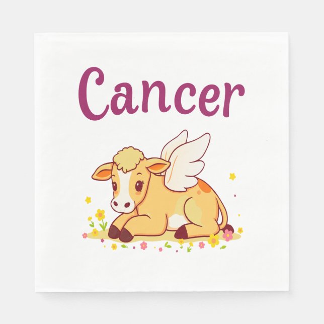 Servilleta De Papel Vaca Zodiaca de Cáncer, Cáncer Curado (Anverso)
