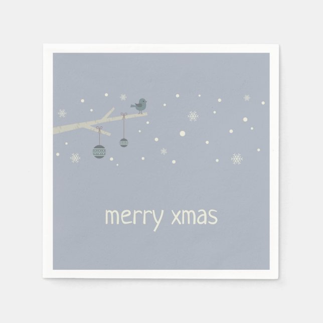 Servilleta De Papel Vacaciones de invierno personalizado de pájaro azu (Anverso)