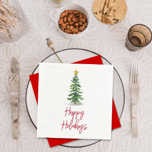 Servilleta De Papel Vacaciones de Navidades de árbol de pino acuarela
