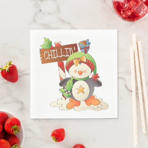 Servilleta De Papel Vacaciones de Navidades de invierno de Pingüino y
