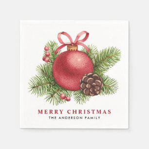 Servilleta De Papel Vacaciones de ornamento de Navidades rojos de colo