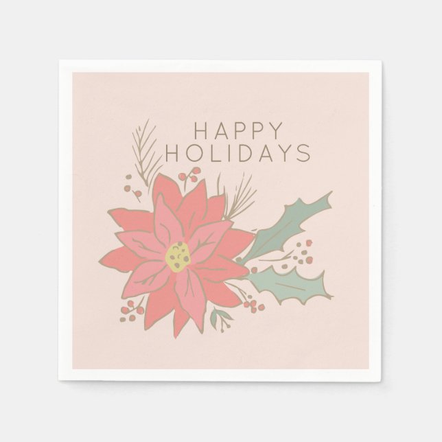 Servilleta De Papel Vacaciones de Poinsettia y pulverizadores (Anverso)