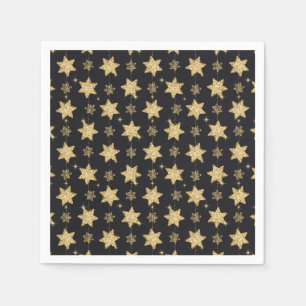Servilleta De Papel Vacaciones en Black Glam Purpurina Stars