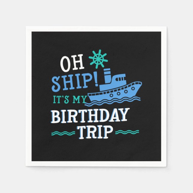 Servilleta De Papel Vacaciones para cruceros de travesía de cumpleaños (Anverso)