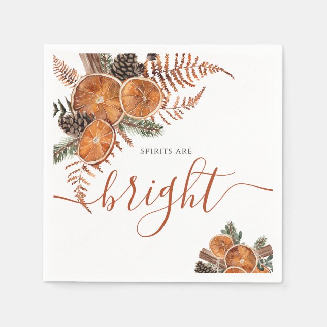 Servilleta De Papel Vacaciones Rústicas De Citrus Y Pino En Invierno (Anverso)