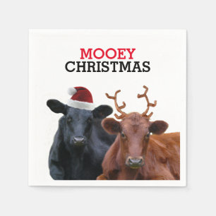 Servilleta De Papel Vacas del navidad que llevan el gorra y las astas