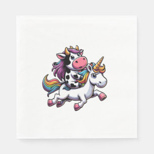 Servilleta De Papel Vacas montando unicornios Chicas hombres mujeres a