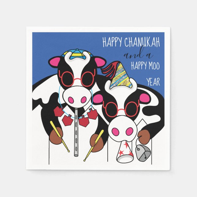 Servilleta De Papel "Vacas" personalizadas de cócteles de Chanukah (Anverso)