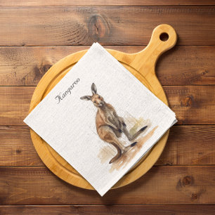 Servilleta De Papel Vagabundo del Outback: Canguro acuarela personaliz